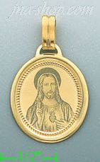 14K Gold Sacred Heart of Jesus Italian Picture Charm Pendant