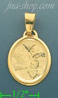 14K Gold Baptism Italian Picture Charm Pendant