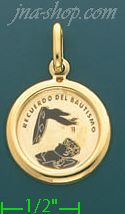 14K Gold Recuerdo de Bautismo Italian Picture Charm Pendant