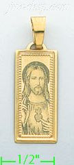 14K Gold Sacred Heart of Jesus Italian Picture Charm Pendant