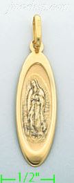 14K Gold Virgin of Guadalupe Italian Picture Charm Pendant