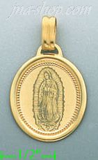 14K Gold Virgin of Guadalupe Italian Picture Charm Pendant