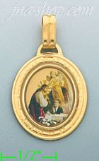 14K Gold First Comunion Boy Picture Charm Pendant