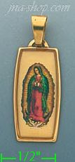 14K Gold Virgin of Guadalupe Picture Charm Pendant