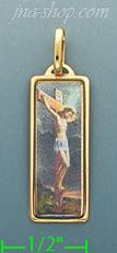 14K Gold Crucifix Picture Charm Pendant