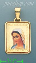 14K Gold Virgin Mary Picture Charm Pendant