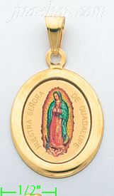 14K Gold Our Lady of Guadalupe Picture Charm Pendant