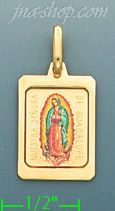 14K Gold Virgin of Guadalupe Picture Charm Pendant