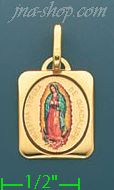 14K Gold Our Lady of Guadalupe Picture Charm Pendant