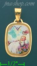 14K Gold Baptism Picture Charm Pendant