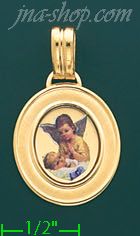14K Gold Angel Praying for Child Picture Charm Pendant