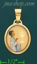 14K Gold First Communion Picture Charm Pendant