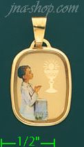 14K Gold First Communion Picture Charm Pendant