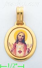 14K Gold Sacred Heart of Jesus Picture Charm Pendant