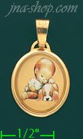 14K Gold Child w/Puppy Picture Charm Pendant