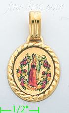 14K Gold Virgin of Guadalupe Picture Charm Pendant