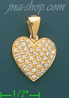 14K Gold Heart CZ Charm Pendant