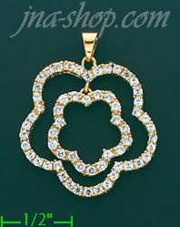 14K Gold Flower CZ Charm Pendant