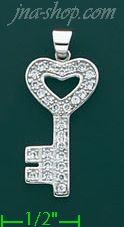 14K Gold Key CZ Charm Pendant