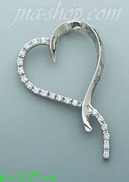 14K Gold Ribbon Heart CZ Charm Pendant