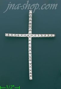 14K Gold Fancy CZ Cross Charm Pendant