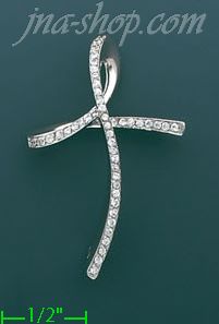 14K Gold Fancy CZ Cross Charm Pendant