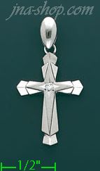 14K Gold Fancy CZ Cross Charm Pendant