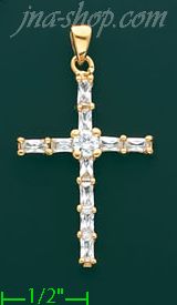 14K Gold Fancy CZ Cross Charm Pendant