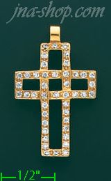 14K Gold Fancy CZ Cross Charm Pendant