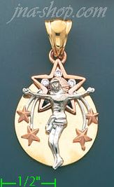 14K Gold Crucifix CZ Charm Pendant