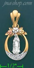 14K Gold Virgin of Guadalupe CZ Charm Pendant