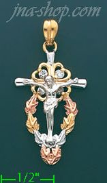 14K Gold Crucifix CZ Charm Pendant