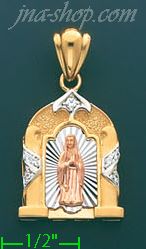 14K Gold Virgin Mary CZ Charm Pendant
