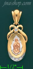 14K Gold Virgin of Guadalupe CZ Charm Pendant