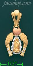 14K Gold Virgin of Guadalupe CZ Charm Pendant