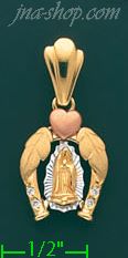 14K Gold Virgin of Guadalupe CZ Charm Pendant