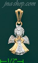 14K Gold Praying Child Angel CZ Charm Pendant