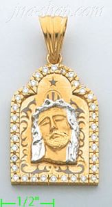 14K Gold Jesus Christ CZ Charm Pendant