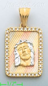 14K Gold Jesus Christ CZ Charm Pendant