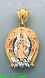 14K Gold Virgin of Guadalupe CZ Charm Pendant