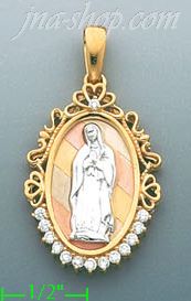 14K Gold Virgin of Guadalupe CZ Charm Pendant