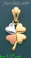 14K Gold Four-Leaf Clover CZ Charm Pendant