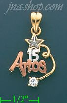 14K Gold 15 Años CZ Charm Pendant