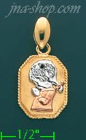 14K Gold Praying Girl CZ Charm Pendant