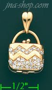 14K Gold Purse Handbag CZ Charm Pendant