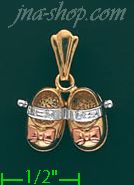 14K Gold Baby Shoes CZ Charm Pendant