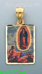 14K Gold Virgin of Guadalupe Juan Diego Picture Charm Pendant