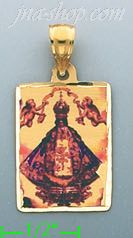 14K Gold Virgin of San Juan Picture Charm Pendant