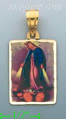14K Gold Immaculate Conception Picture Charm Pendant