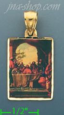 14K Gold Last Supper Picture Charm Pendant